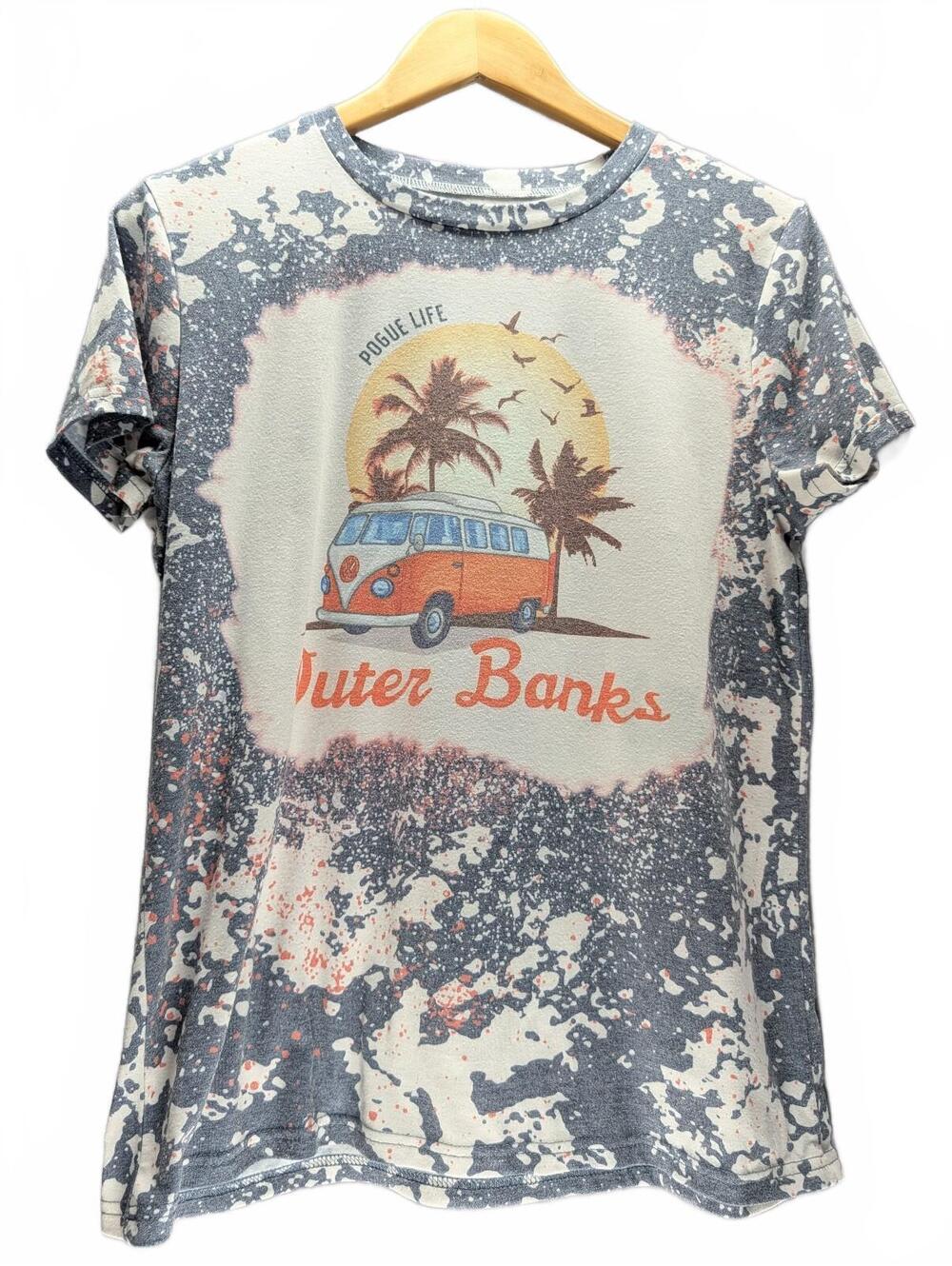Outer Banks Graphic Tee with Tie-Dye Effect, Medium
